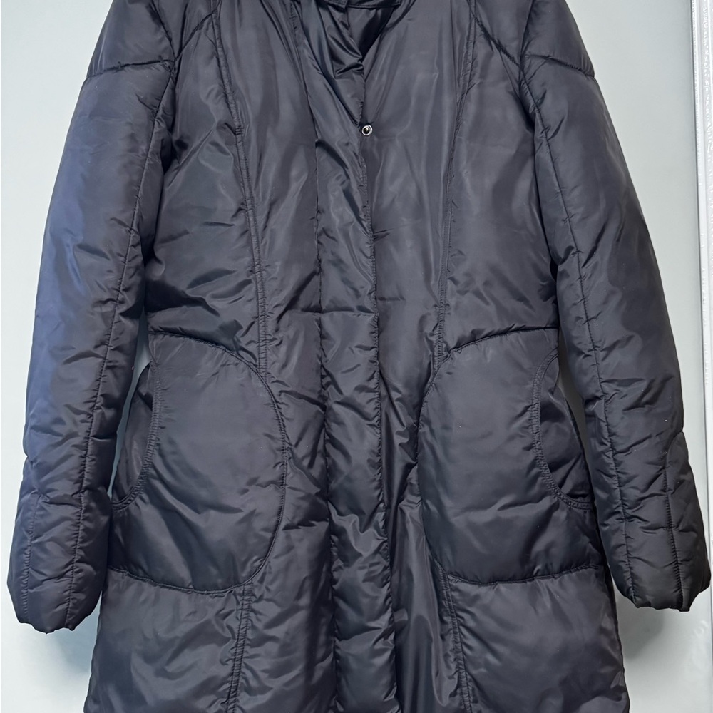 Fashionable Esprit Collection Women's Black Puffer Coat Size Large 3/4 length